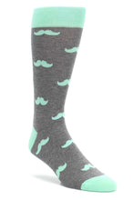 Load image into Gallery viewer, Bold Socks Mint Grey Bold Mustache Socks