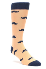 Load image into Gallery viewer, Bold Socks Peach Navy Bold Mustache Socks