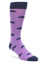Load image into Gallery viewer, Bold Socks Wisteria Navy Bold Mustache Socks