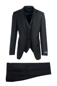 Canaletto Canaletto "Porto" Ermenegildo Zegna Black Solid Slim Fit Suit