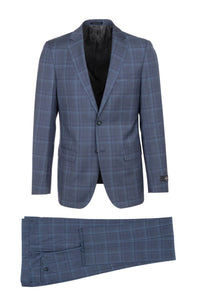 Canaletto Canaletto "Porto" REDA Wool Denim Blue Windowpane Slim Fit Suit