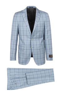 Canaletto Canaletto "Porto" Vitale Barberis Light Blue Windowpane Slim Fit Suit