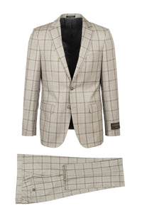 Canaletto Canaletto "Porto" Vitale Barberis Sand Windowpane Slim Fit Suit