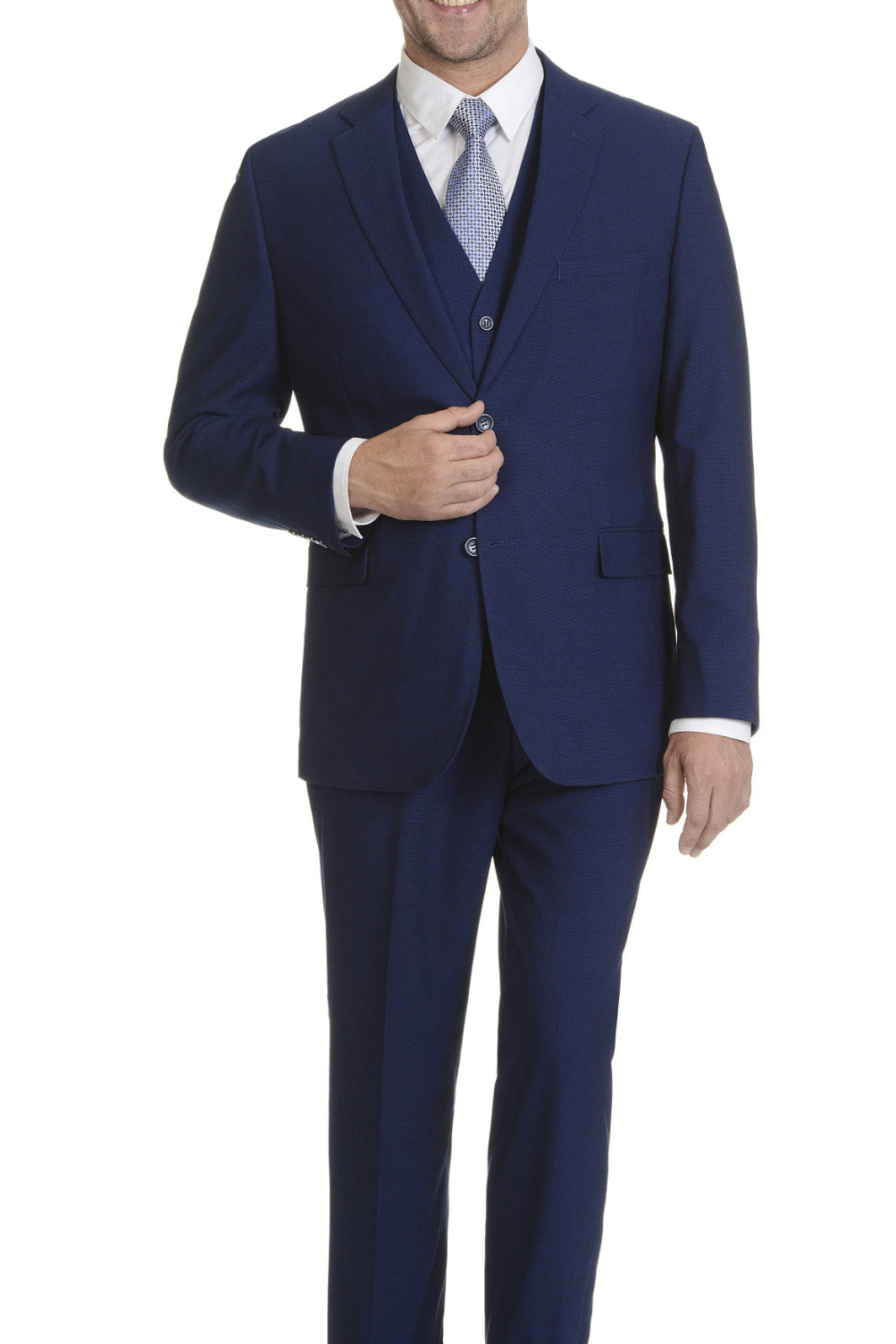 Caravelli Caravelli Solid Cobalt Vested Slim Suit