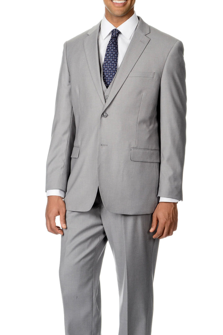 Caravelli Caravelli Solid Light Grey Vested Slim Suit