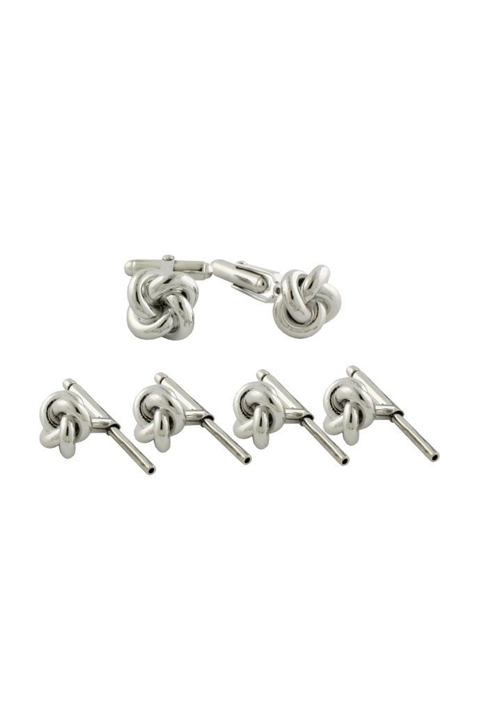 David Donahue Sterling Silver Knot Studs & Cufflinks Set