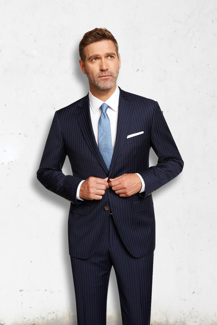 MaxDavoli MaxDavoli Blue Striped Suit