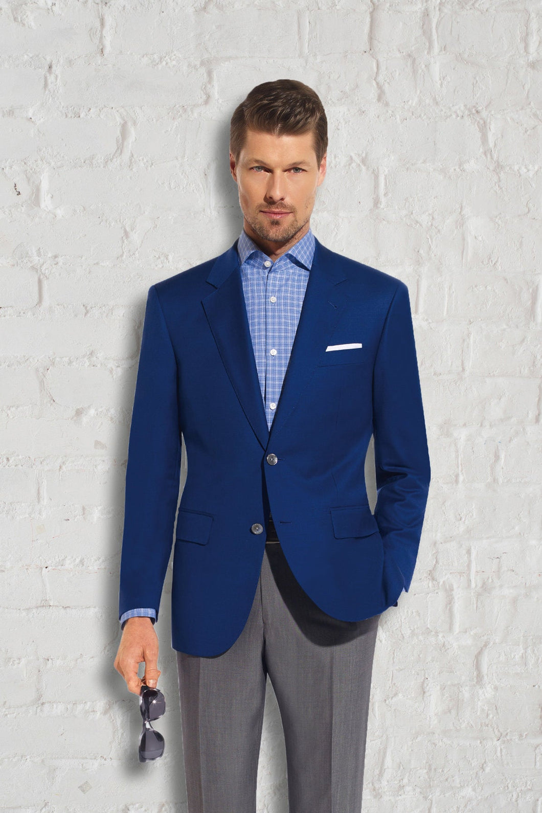 Prive French Blue Blazer With Mother Of Pearl Buttons