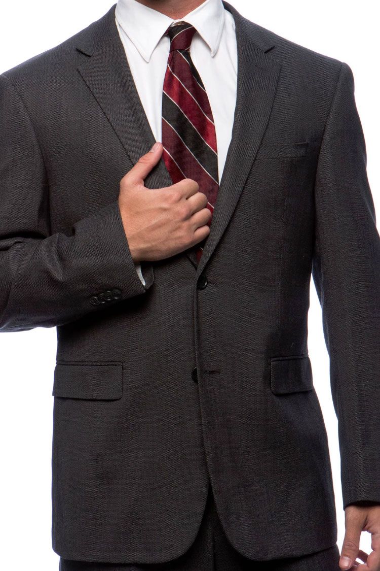 Prontomoda Prontomoda Birdseye Charcoal Suit