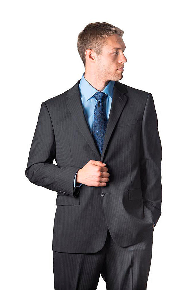 Prontomoda Prontomoda Charcoal Stripe Suit