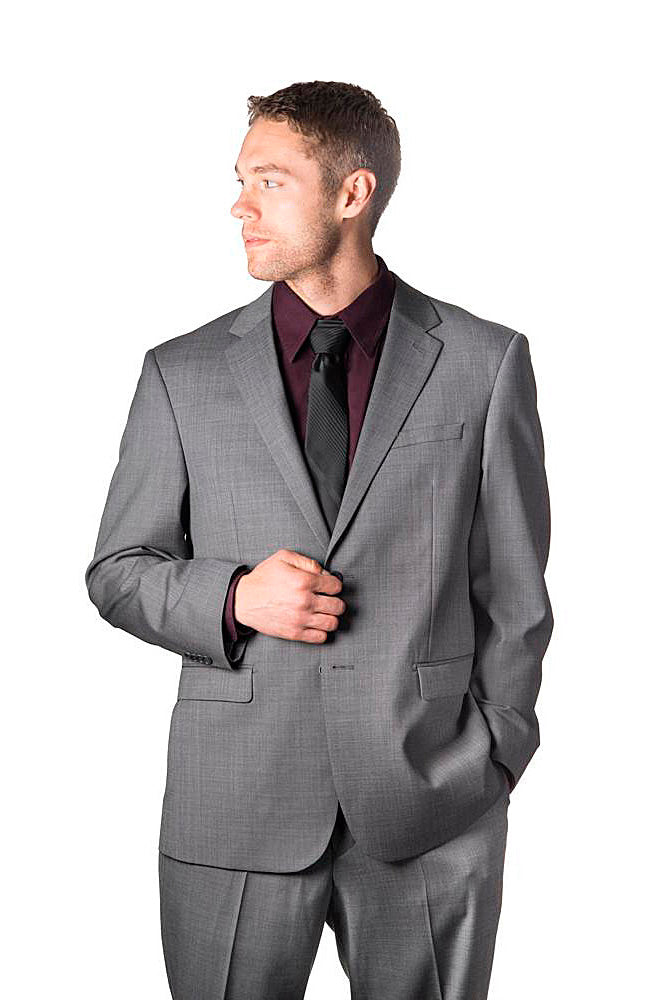 Prontomoda Prontomoda Sharkskin Medium Grey Suit