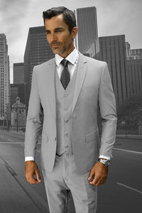 Statement Statement "Lorenzo" Solid Ash 3-Piece Slim Fit Suit