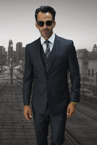 Statement Statement "Lorenzo" Solid Charcoal 3-Piece Slim Fit Suit