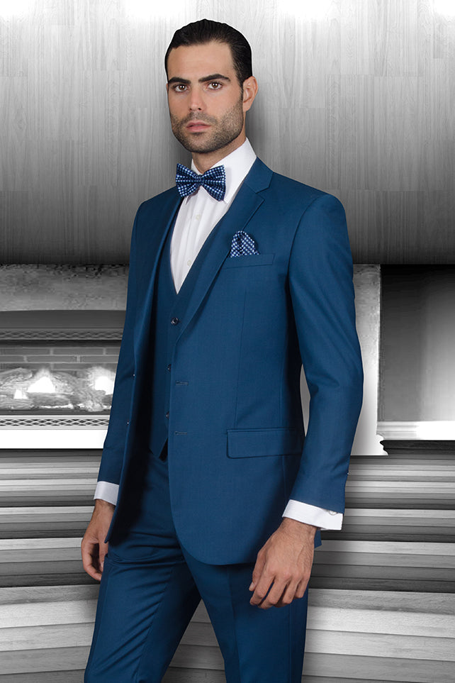 Statement Statement "Lorenzo" Solid Indigo 3-Piece Slim Fit Suit
