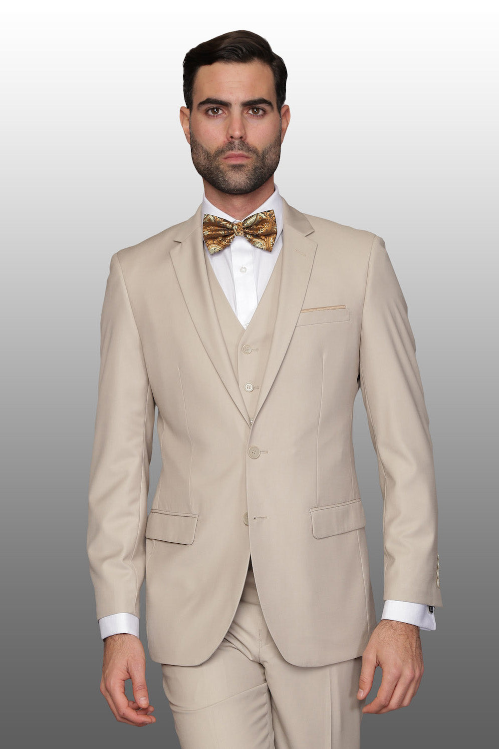 Statement Statement "Lorenzo" Solid Tan 3-Piece Slim Fit Suit