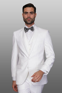 Statement Statement "Lorenzo" Solid White 3-Piece Slim Fit Suit