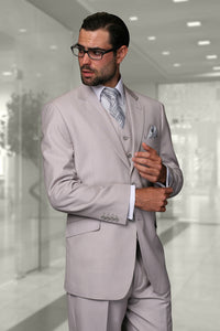 Statement Statement "Julian" Solid Ash 3-Piece Tailored Fit Suit