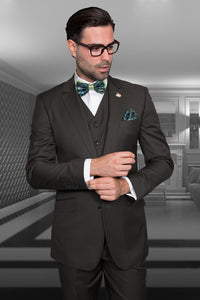 Statement Statement "Julian" Solid Olive 3-Piece Tailored Fit Suit