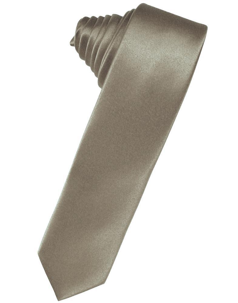Cardi Self Tie Stone Luxury Satin Skinny Necktie