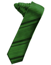 Load image into Gallery viewer, Cardi Self Tie Clover Striped Satin Skinny Necktie
