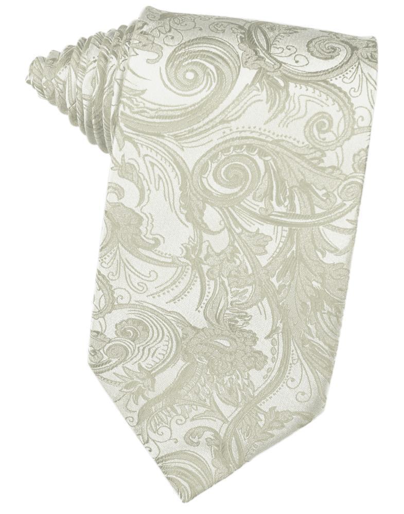 Cristoforo Cardi Platinum Paisley Silk Necktie