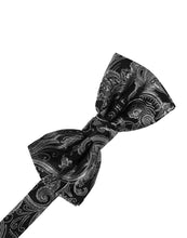 Load image into Gallery viewer, Cristoforo Cardi Pre-Tied Silver Paisley Silk Bow Tie