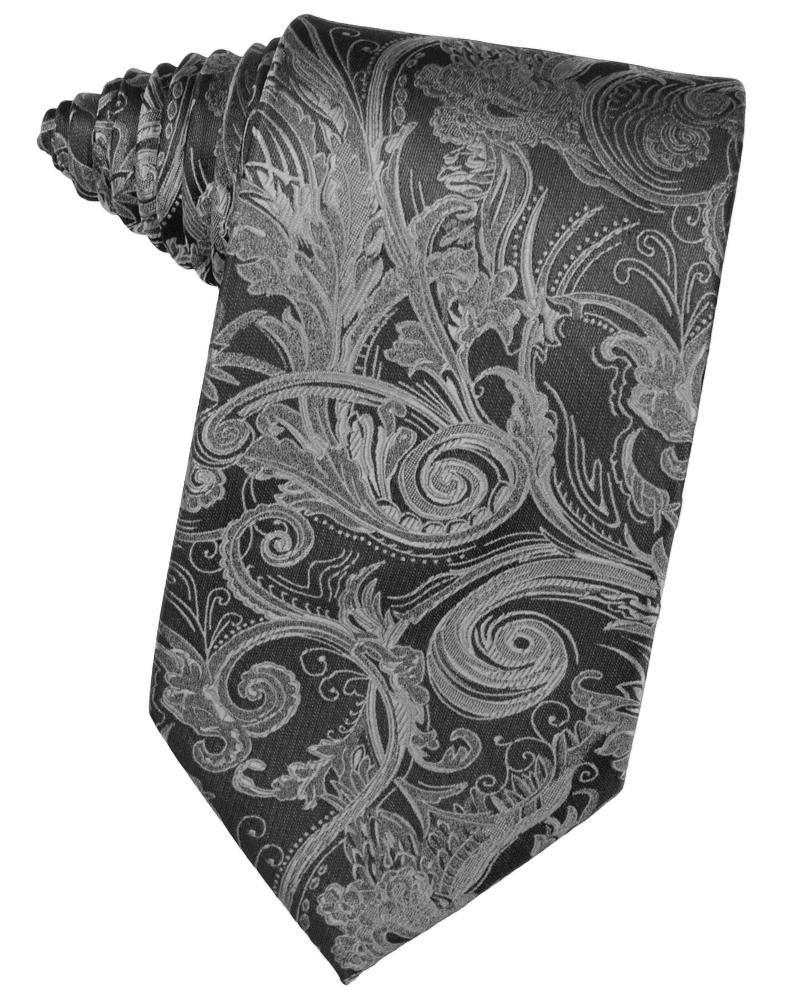 Cristoforo Cardi Silver Paisley Silk Necktie