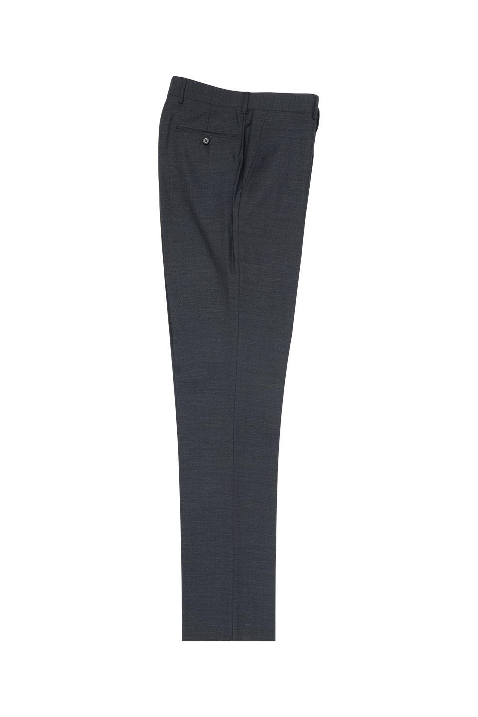 Tiglio Tiglio Charcoal Grey Solid Flat Front Slim Fit Dress Pants