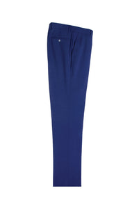 Tiglio Tiglio New Blue Solid Flat Front Dress Pants