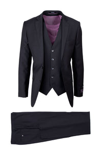 Tiglio Tiglio "Sienna" Black 3-Piece Slim Fit Suit