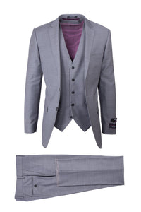 Tiglio Tiglio "Sienna" Light Grey 3-Piece Slim Fit Suit