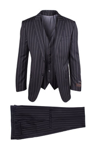 Tiglio Tiglio "Tufo" Black Pinstripe 3-Piece Suit