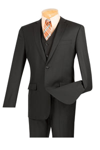 Vinci Vinci "Carmelo" Black Slim Fit 3-Piece Suit