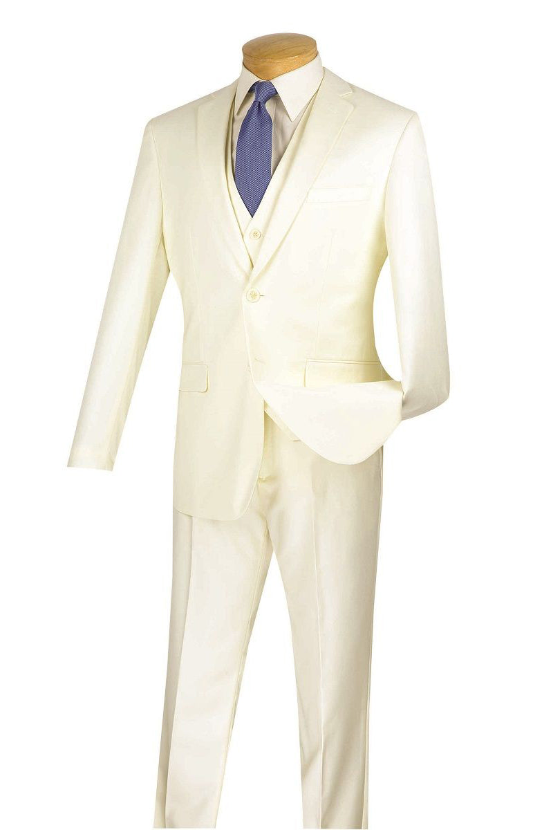 Vinci Vinci "Carmelo" Ivory Slim Fit 3-Piece Suit