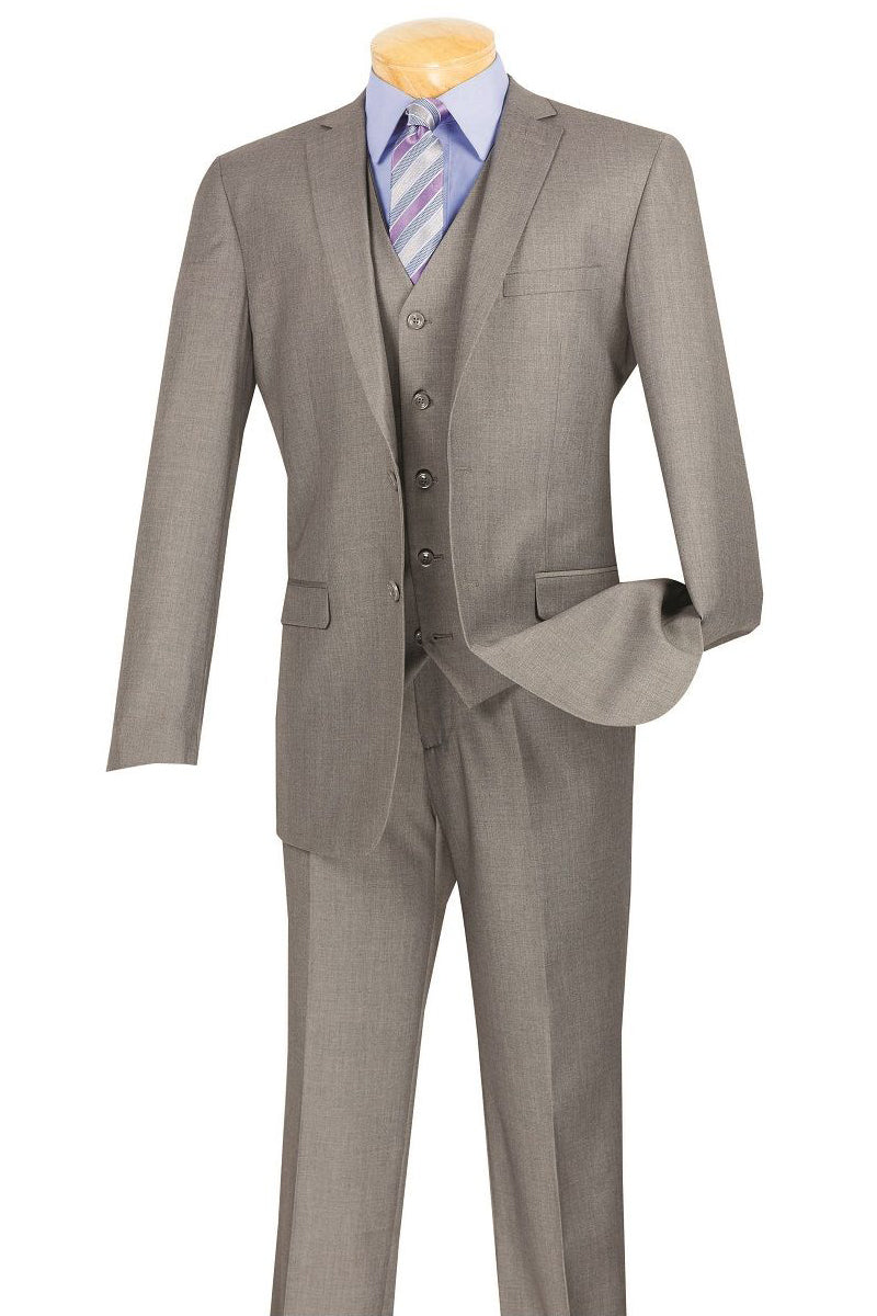 Vinci Vinci "Carmelo" Medium Grey Slim Fit 3-Piece Suit