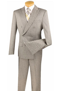 Vinci Vinci "Dante" Medium Grey Herringbone Double-Breasted Slim Fit Suit
