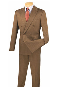 Vinci Vinci "Dante" Taupe Herringbone Double-Breasted Slim Fit Suit