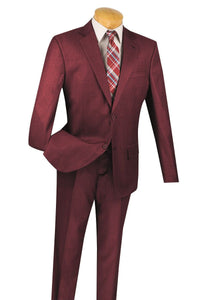 Vinci Vinci "Massimo" Burgundy Wool Slim Fit Suit