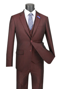 Vinci Vinci "Rocco" Raisin Ultra Slim Fit 3-Piece Suit